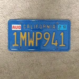 License Plate CALIFORNIA